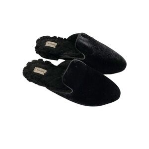 Birdies The Phoebe Black Faux Fur Velvet Slide Mules size 6